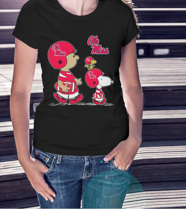 Ole Miss Football Snoopy And Woodstock Team Spirit T-Shirt