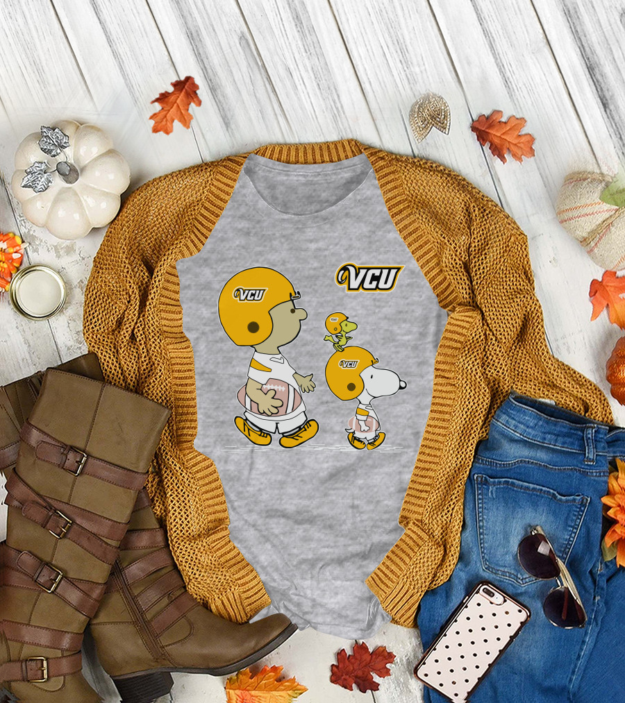 VCU Football Snoopy and Woodstock in Helmets T-Shirt