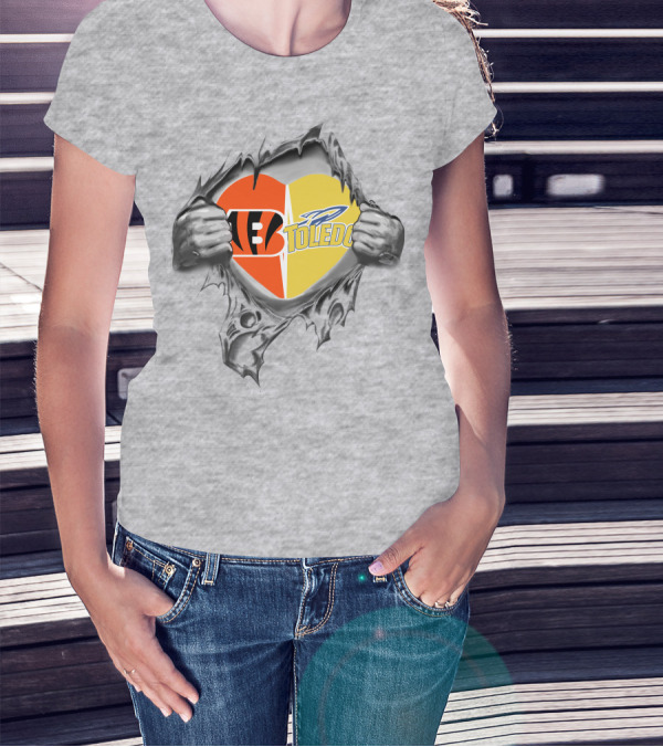 Bengals Toledo Rockets Heart Logo Dual T-Shirt