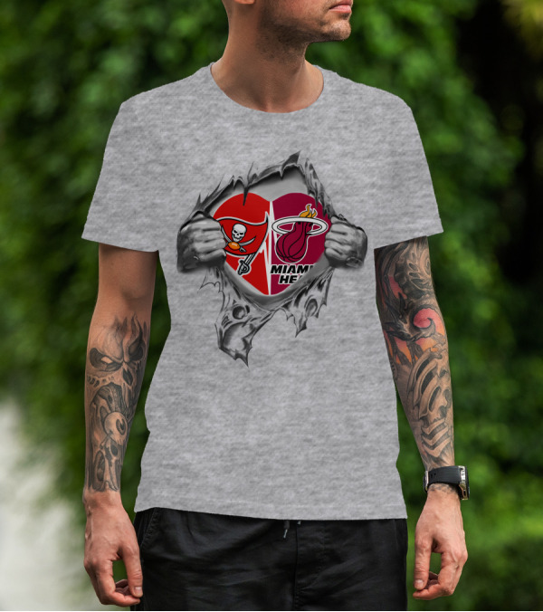 Buccaneers And Miami Heat Heart Reveal T-Shirt