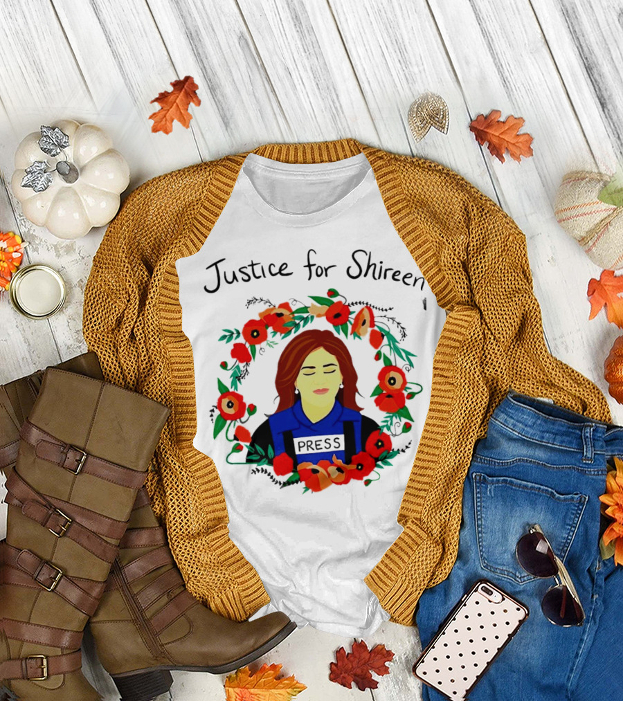Justice for Shireen Press Floral Wreath T-Shirt