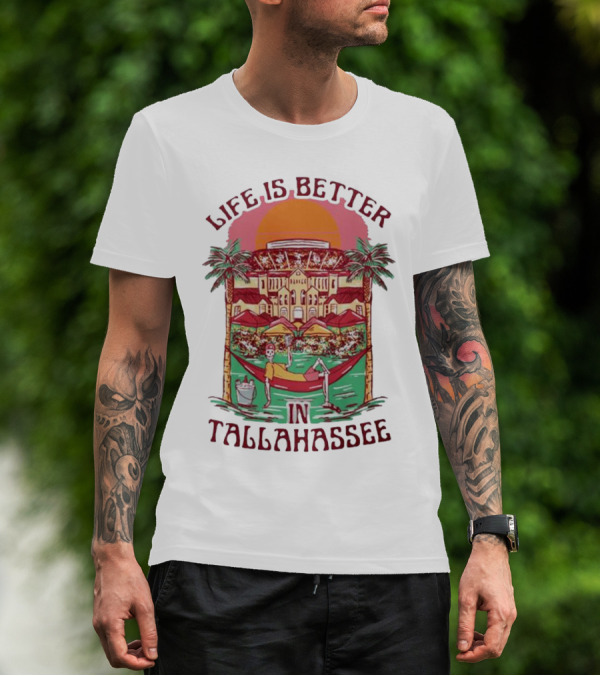Life Is Better In Tallahassee Skeleton Hammock Scene T-Shirt
