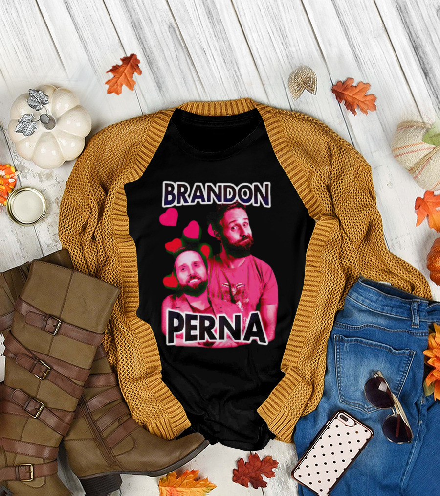 Brandon Perna Heart Icons Red Shirt Pose T-Shirt