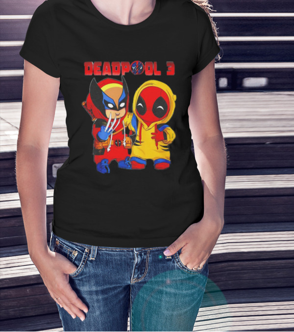 Deadpool 3 Wolverine And Deadpool Cartoon Characters T-Shirt