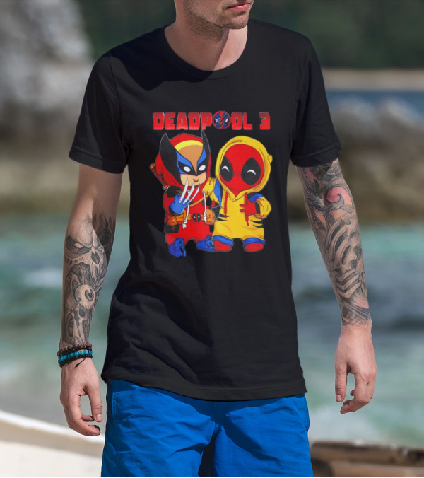 Deadpool 3 Wolverine And Deadpool Cartoon Characters T-Shirt