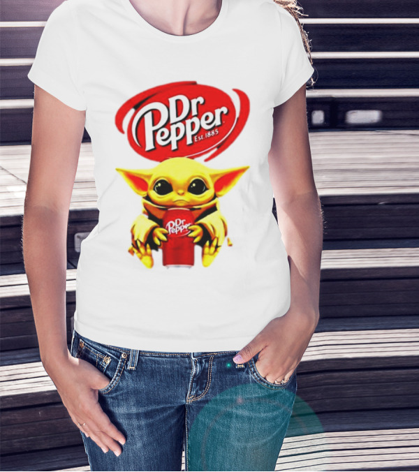 Dr Pepper Baby Yoda Holding Soda Can T-Shirt