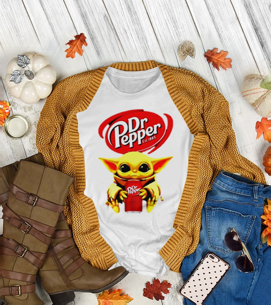 Dr Pepper Baby Yoda Holding Soda Can T-Shirt