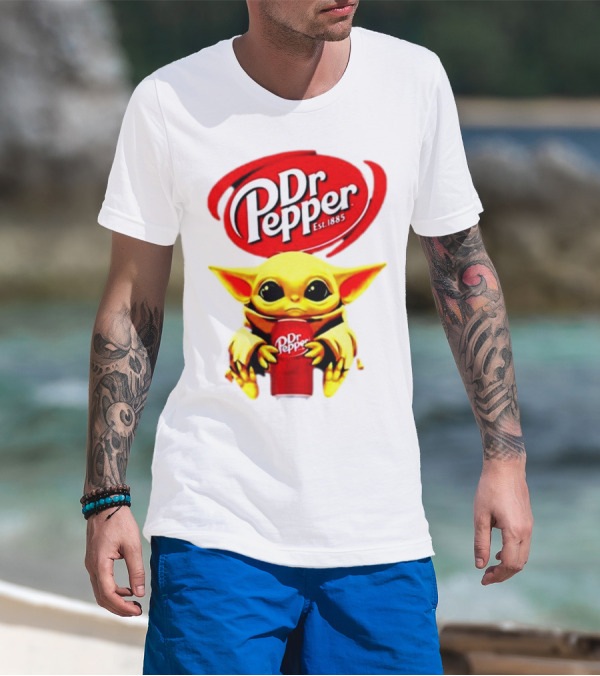 Dr Pepper Baby Yoda Holding Soda Can T-Shirt