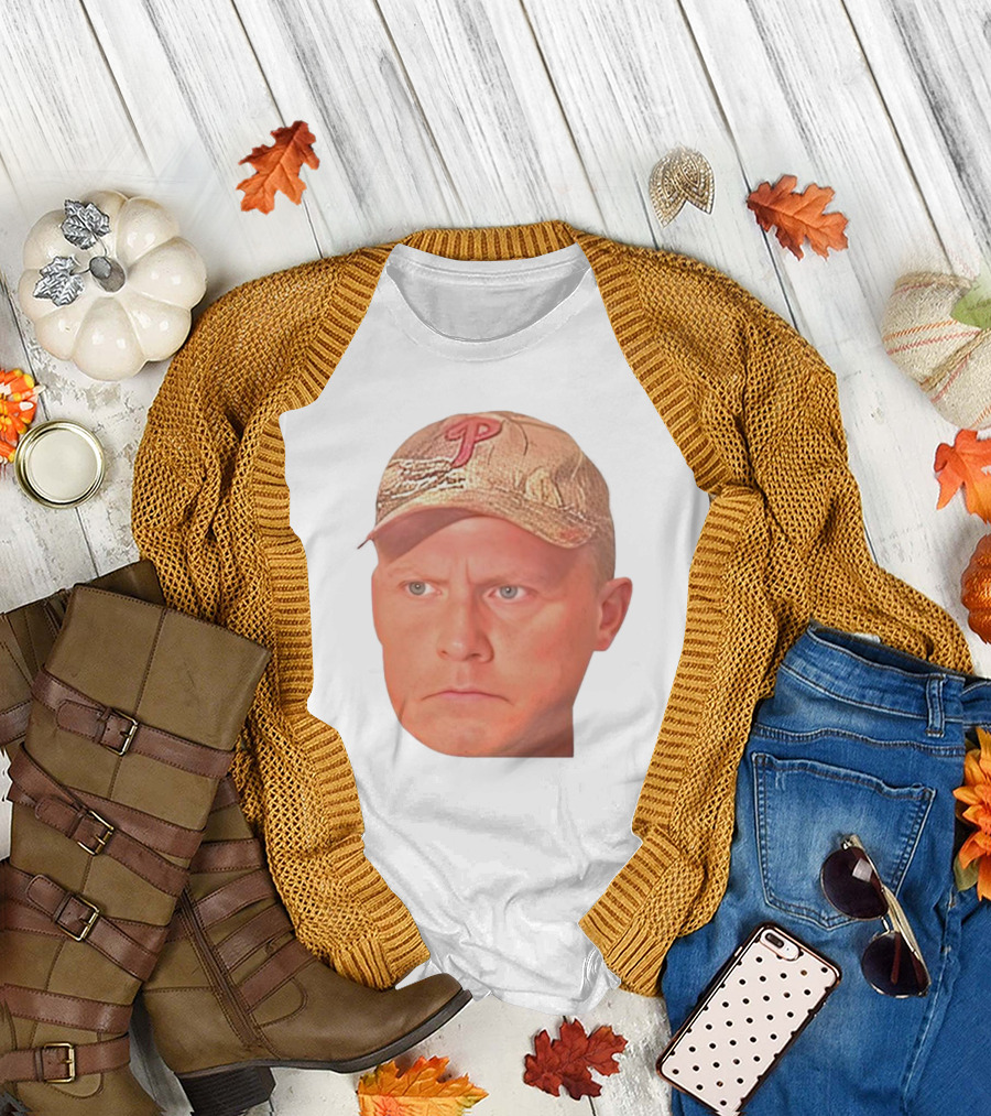 Jeffrey Ridgway Psycho Dad Face with Philadelphia Phillies Logo Cap T-Shirt