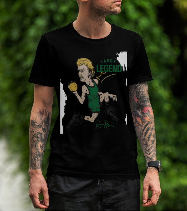 Dave Portnoy Wearing Larry Legend Basketball Art With Larry Bird Signature T-Shirt