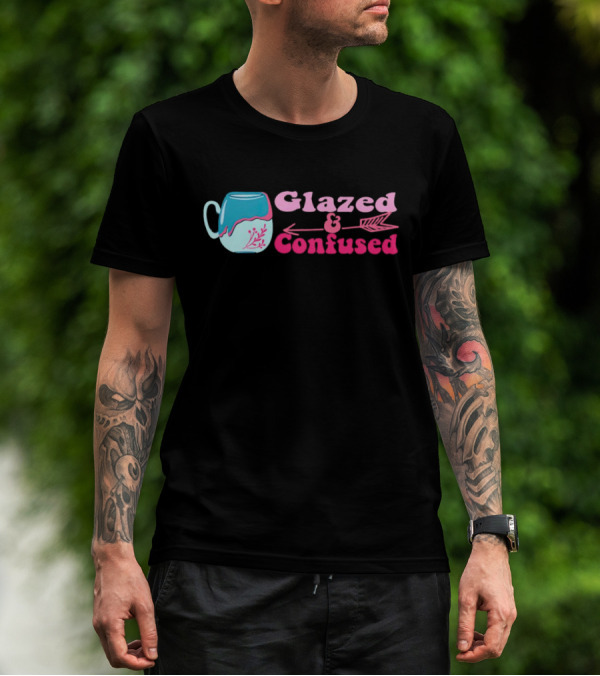 Glazed And Confused Mug With Pink And Blue Arrow T-Shirt