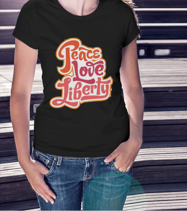 Peace Love Liberty Vintage Groovy Typography T-Shirt