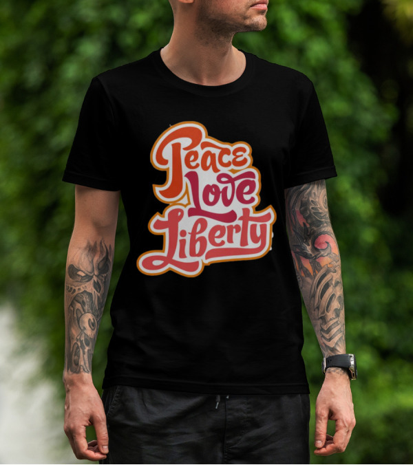 Peace Love Liberty Vintage Groovy Typography T-Shirt