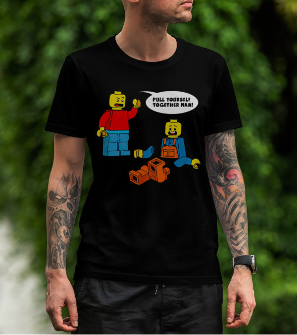 LEGO Figures Pull Yourself Together Man Speech Bubble Playful Scene T-Shirt