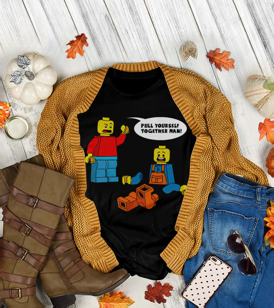 LEGO Figures Pull Yourself Together Man Speech Bubble Playful Scene T-Shirt