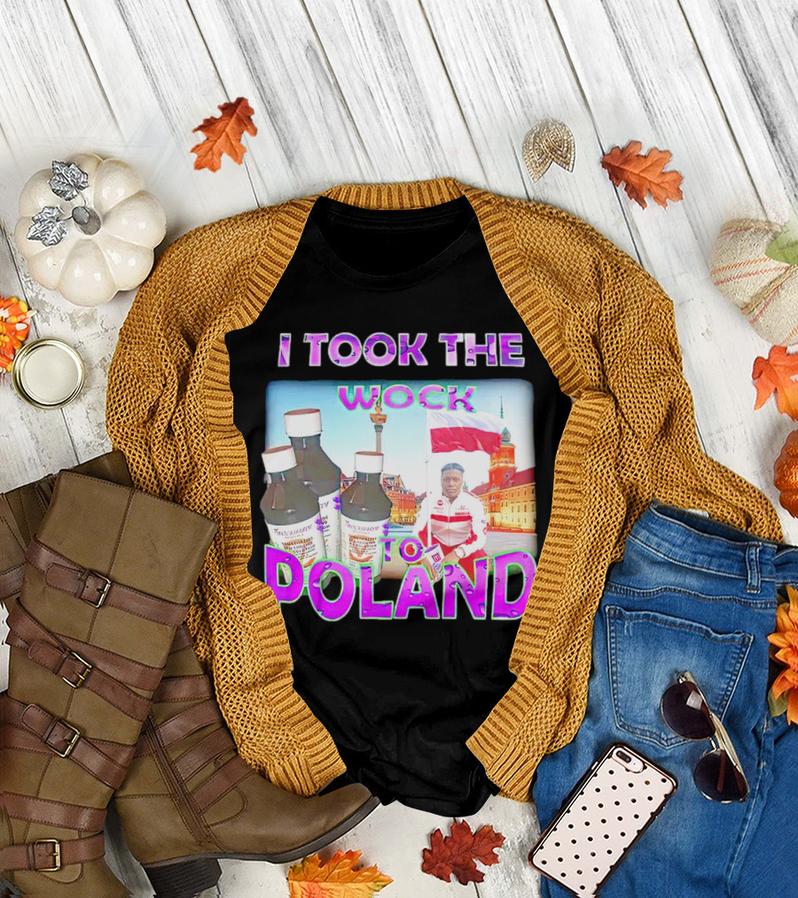 I Took the Wock to Poland Men's Shirt Scenic Polish Cityscape and Cough Syrup Bottles T-Shirt