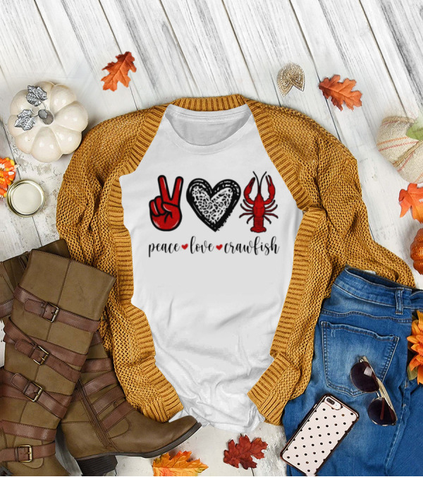Peace Love Crawfish Iconic Symbols T-Shirt