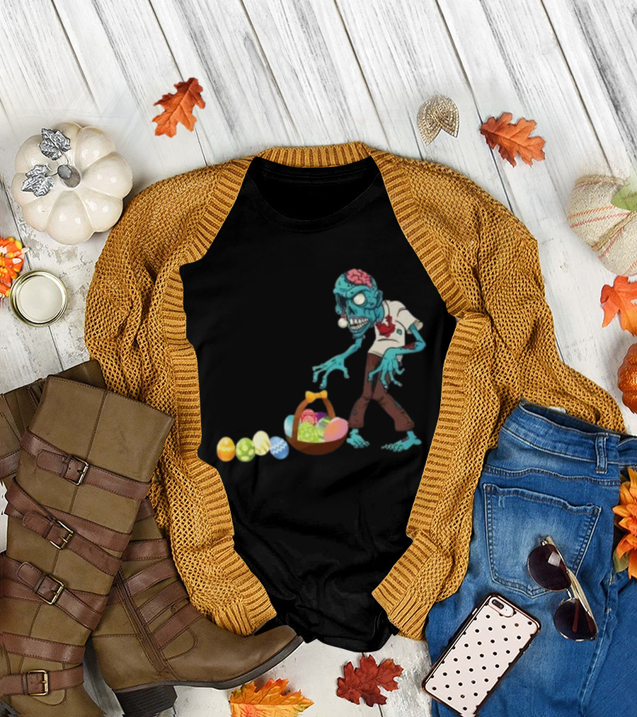 Zombie Collecting Happy Easter Eggs T-Shirt