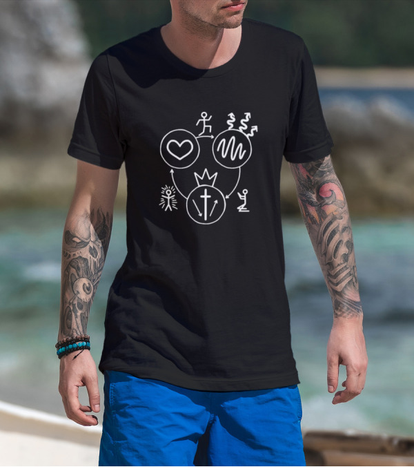 Three Circles Gospel Heart Life Transformation Arrows Cross Stick Figures T-Shirt