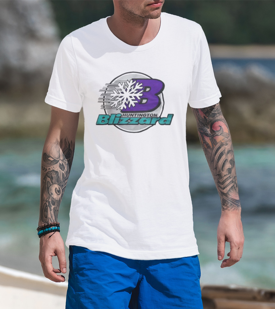 Huntington Blizzard Snowflake Logo Bold Letter B T-Shirt