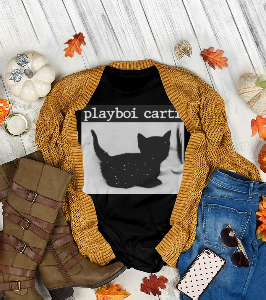 Playboi Carti Starry Black Cat Minimalist Aesthetic T-Shirt