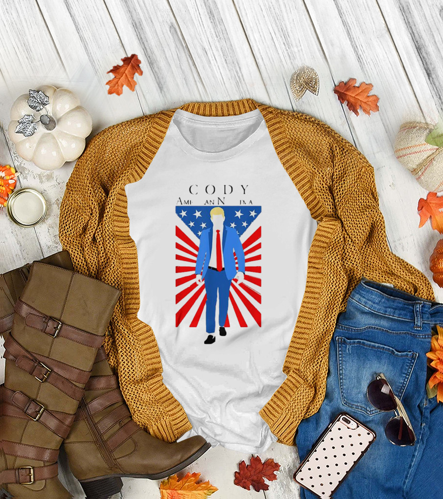 Cody AEW American Nightmare Patriotic Stars and Stripes Suit T-Shirt