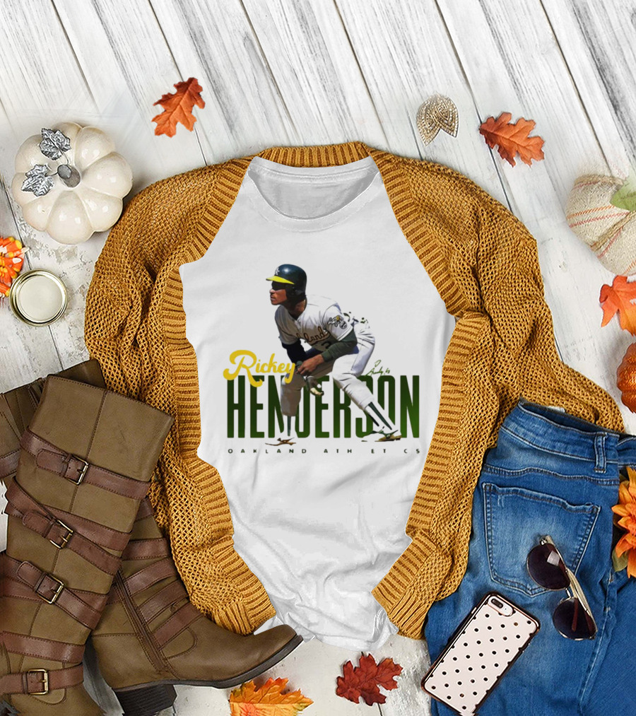 Rickey Henderson Oakland Athletics Vintage Signature T-Shirt