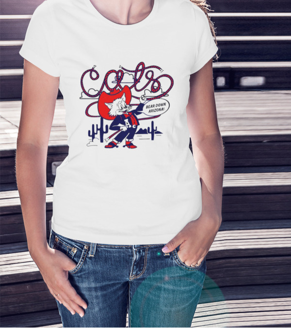 Arizona Cats Bear Down Wild West Lasso Cactus Cowboy T-Shirt