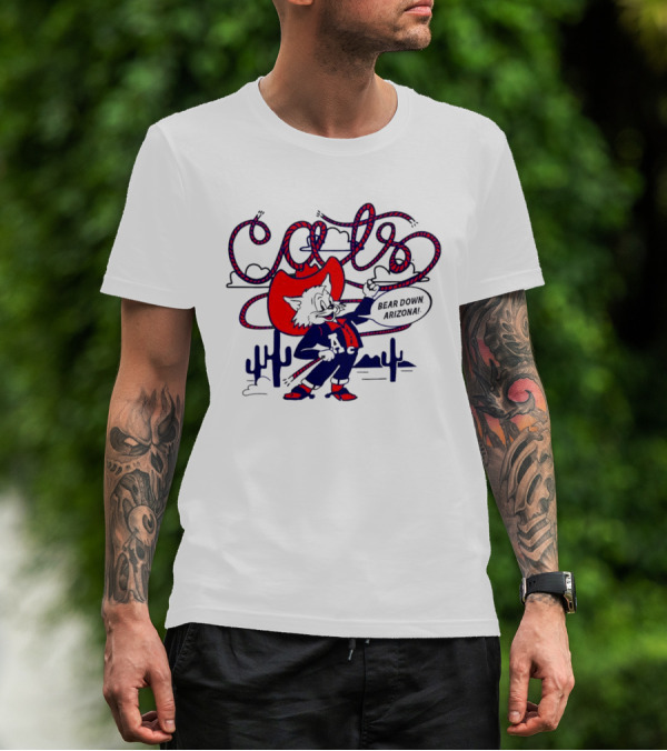 Arizona Cats Bear Down Wild West Lasso Cactus Cowboy T-Shirt