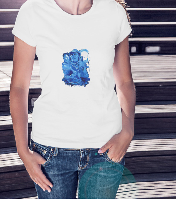 Jaws Bigger Boat Movie Characters And Shark Scene T-Shirt
