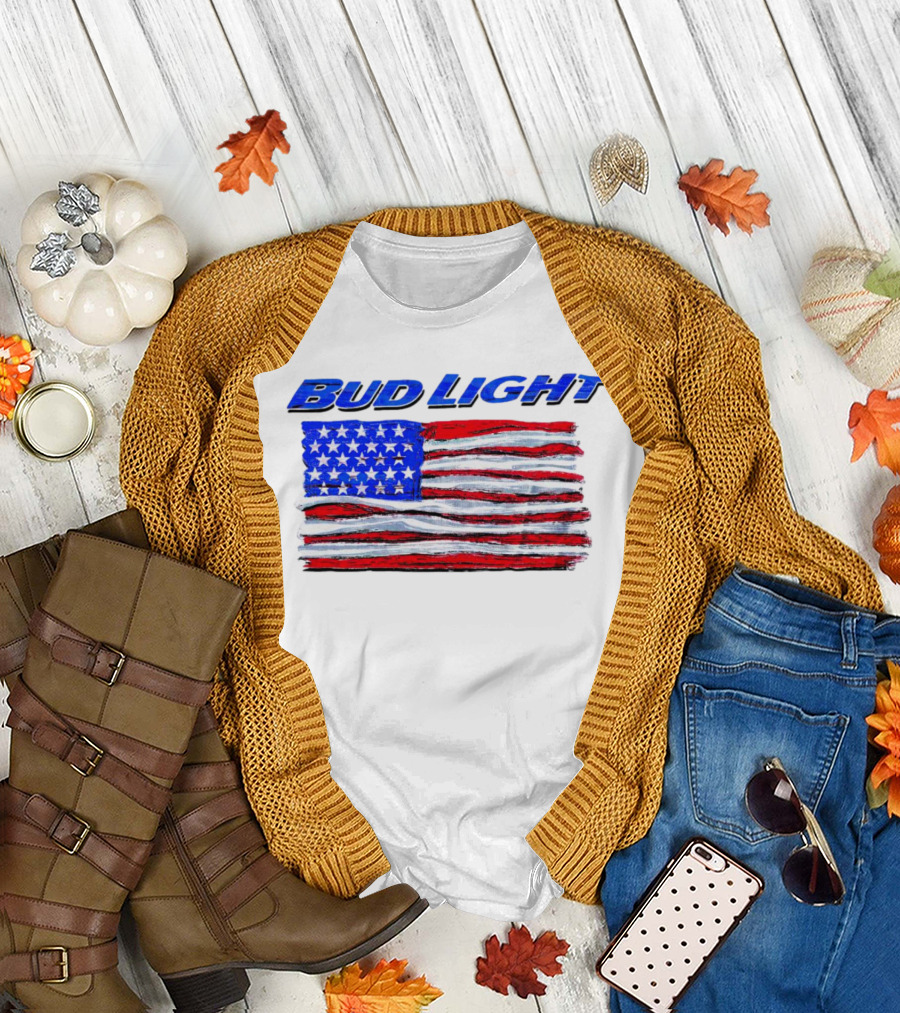 Bud Light American Flag Stars and Stripes Patriotic T-Shirt