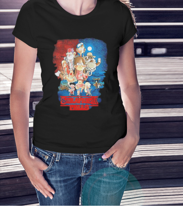 Stranger Falls Gravity Falls Parody Nighttime Adventure Scene T-Shirt