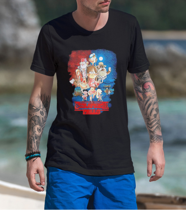 Stranger Falls Gravity Falls Parody Nighttime Adventure Scene T-Shirt