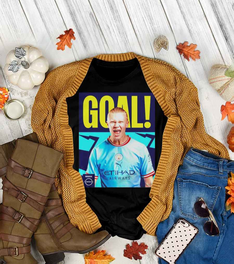 GOAL Erling Haaland Manchester City Etihad Airways Presented by Nissan T-Shirt