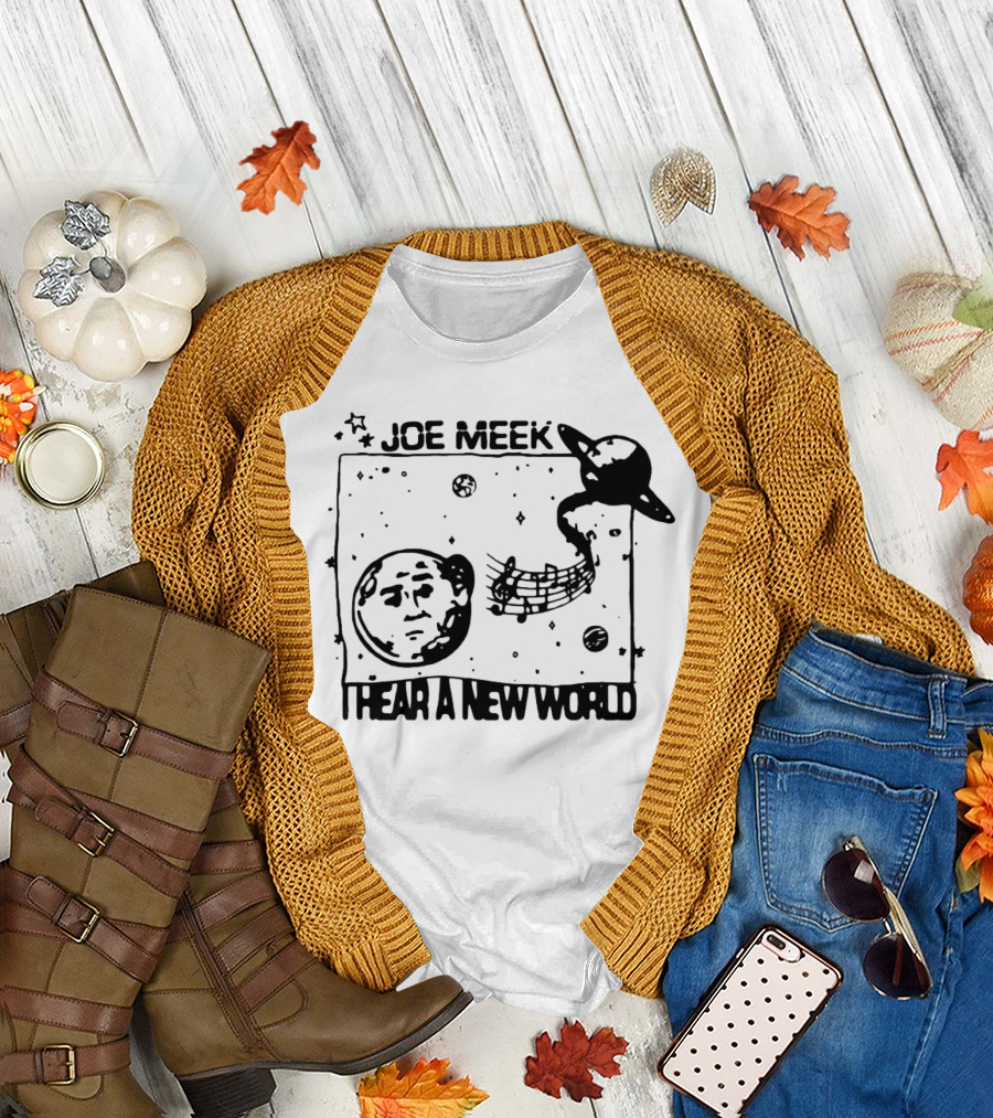 Joe Meek I Hear a New World Moon and Saturn Music Notes Space T-Shirt