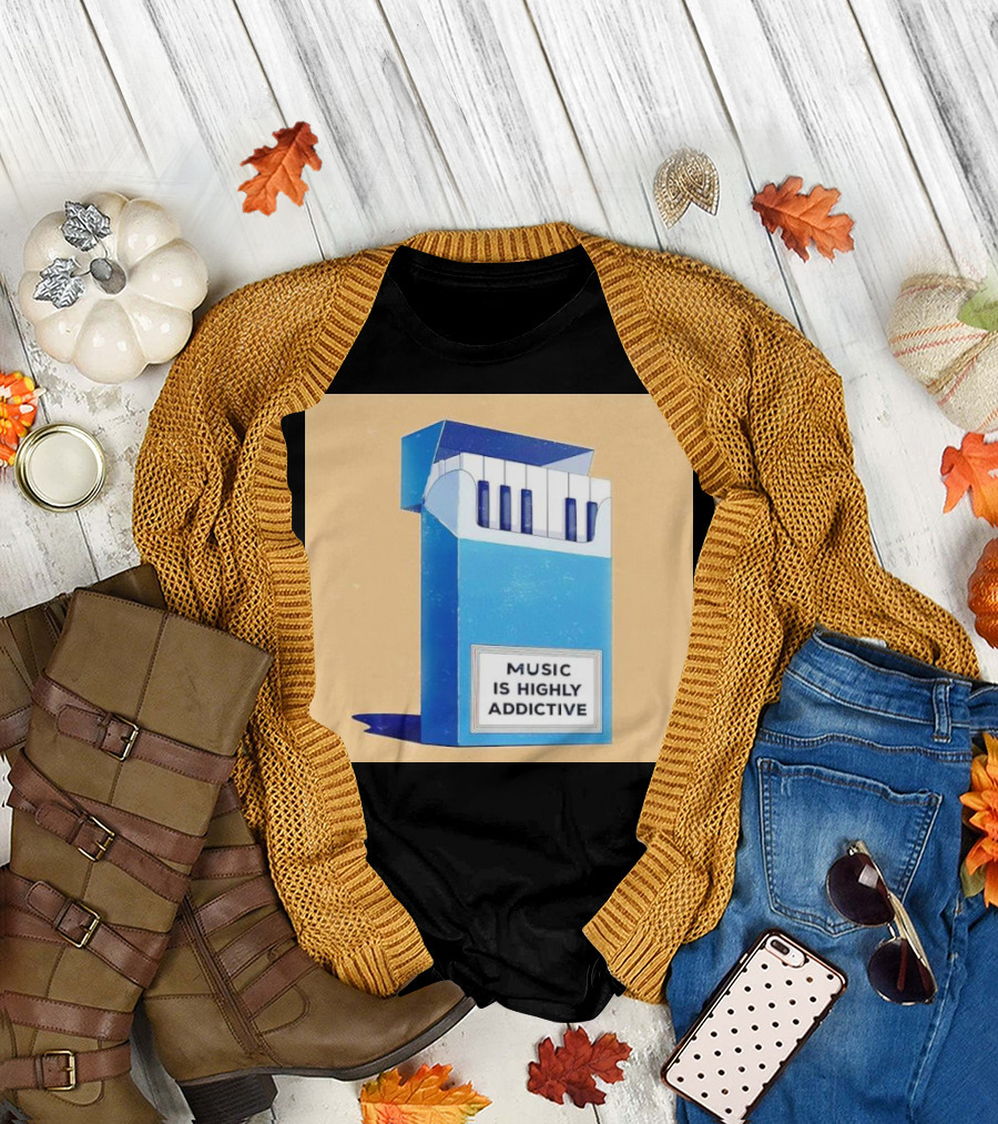 Music Is Highly Addictive Piano Cigarette Pack Visual T-Shirt