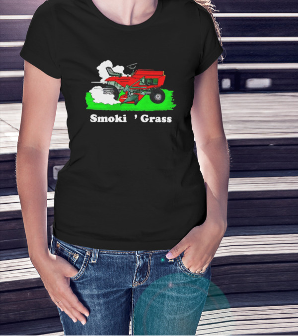 Smokin’ Grass Red Tractor On Green Field T-Shirt