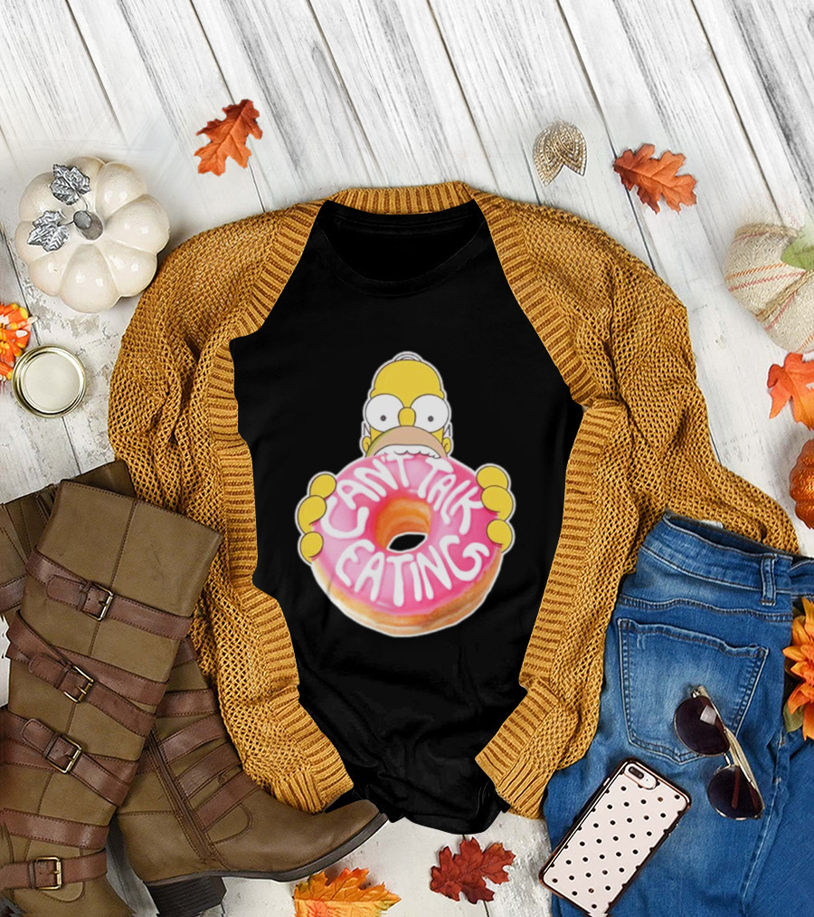 The Simpsons Homer Can't Talk Eating Donut T-Shirt