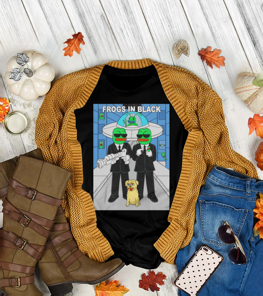 Frogs in Black T-Shirt