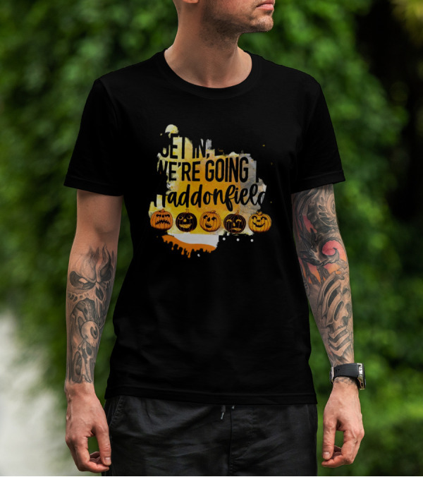 Get In Loser We're Going To Haddonfield Halloween Pumpkins Knife T-Shirt