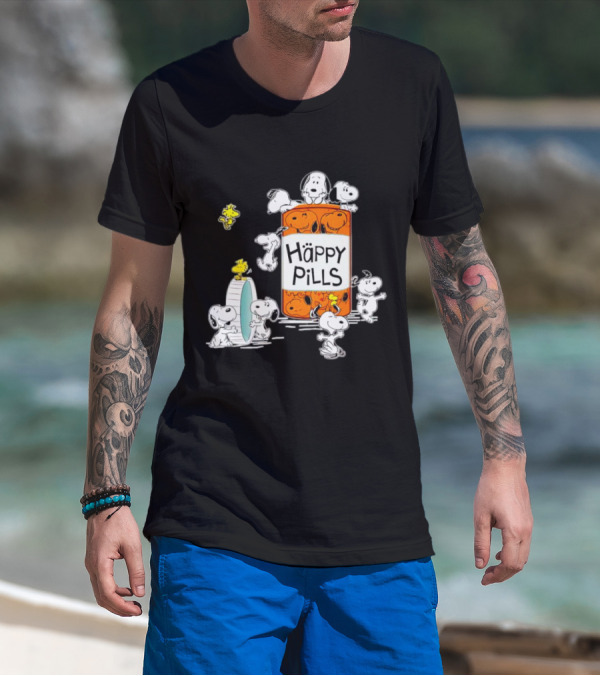 Happi Pills Snoopy Woodstock Cartoon Characters T-Shirt