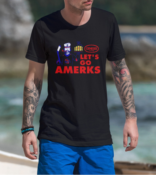 Let's Go Amerks Genesee Specialty Hockey Beer Sailor T-Shirt