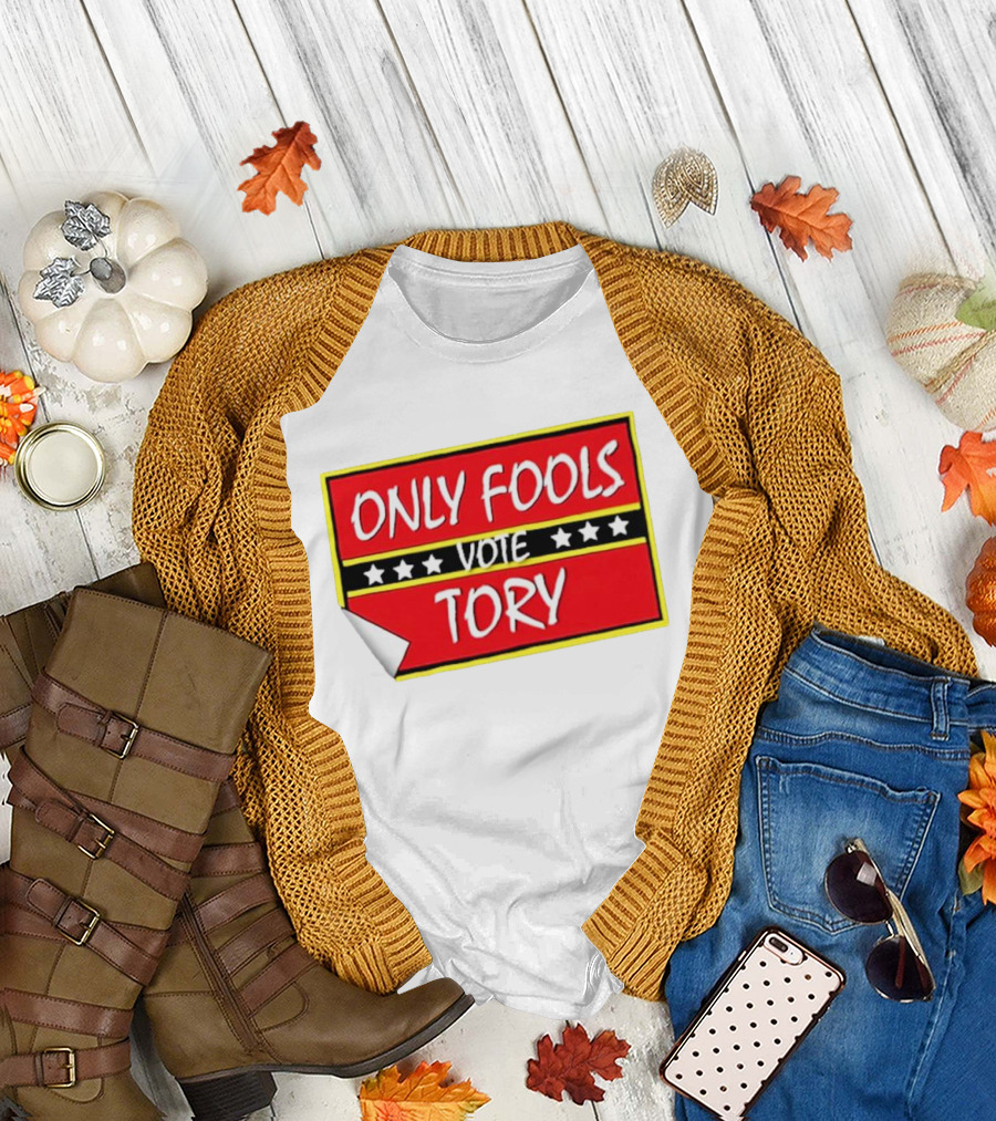 Only Fools Vote Tory Red Bold Text with Stars T-Shirt