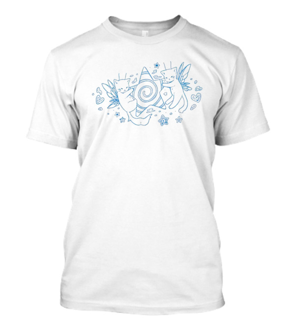 Star Kitties Cosmic Spiral Cats With Wings And Hearts T-Shirt