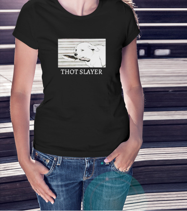 Thot Slayer Dog With Knife T-Shirt