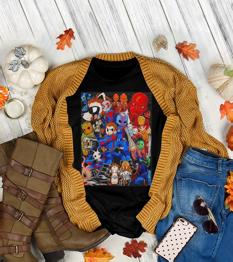 Guardians of the Galaxy Galactic Pilgrim Cartoon Characters Ensemble T-Shirt