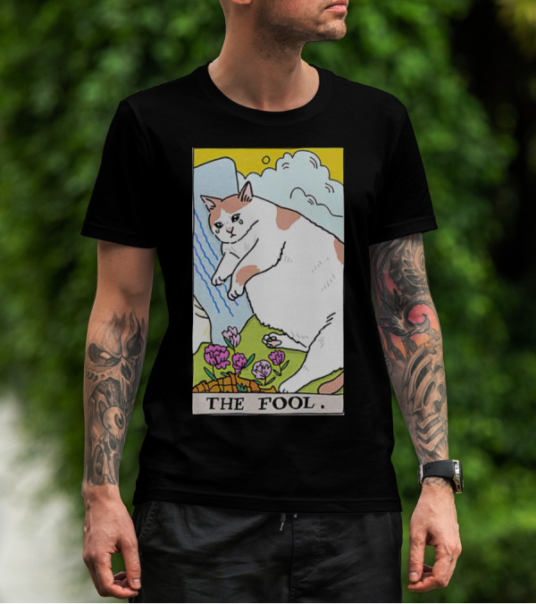 Sad Cat The Fool Tarot Card Cute Feline T-Shirt