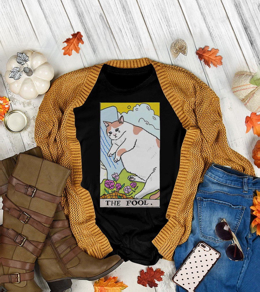 Sad Cat The Fool Tarot Card Cute Feline T-Shirt
