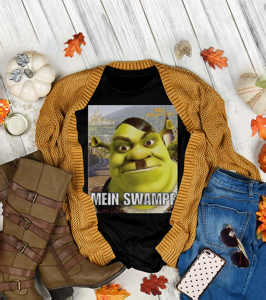 Shrek Mein Swampf Mematic Pixel Art Castle Background T-Shirt