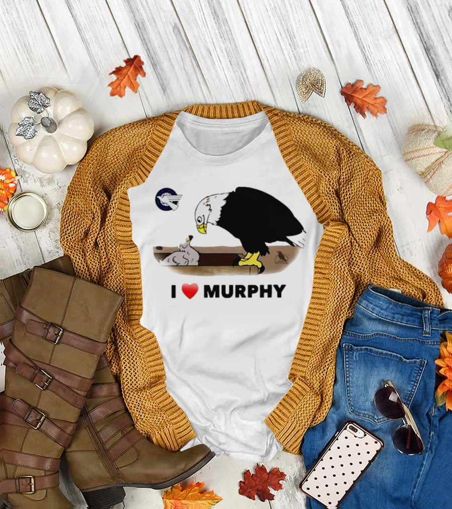 Eagle I Love Murphy Heart Symbol With Nest and Stork T-Shirt